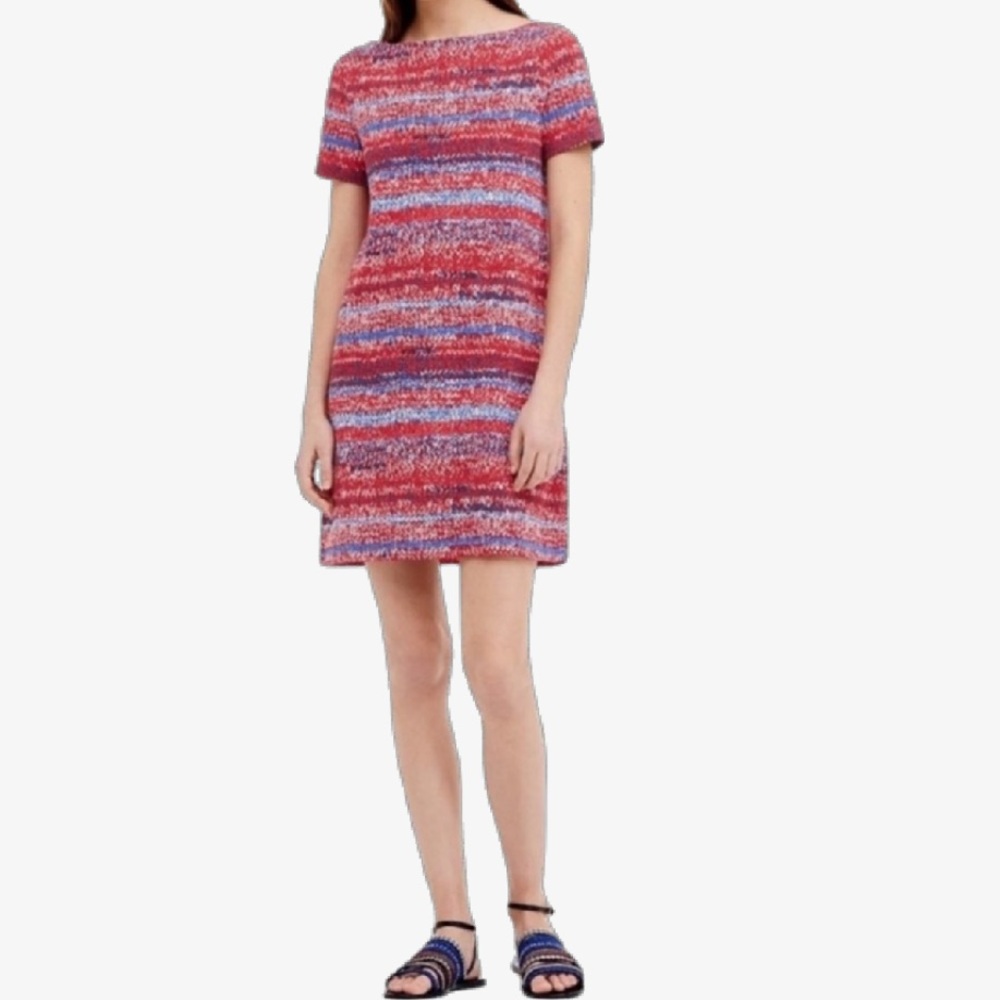 Tory Burch Knit Print Pima Cotton Shirt Dress Red, White and Blue Size M